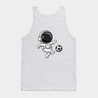 Cute Astronaut Playing Soccer Cartoon Tank Top